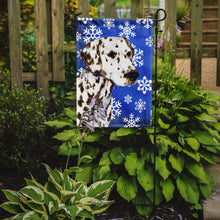 Load image into Gallery viewer, Dalmatian Winter Snowflakes Holiday Garden Flag – Decorative Outdoor Yard Flag