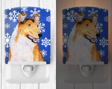 Load image into Gallery viewer, Collie Smooth Winter Snowflakes Holiday Ceramic Night Light SS4608CNL