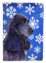 Load image into Gallery viewer, Cocker Spaniel Winter Snowflakes Holiday Flag Canvas House Size
