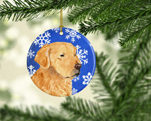 Load image into Gallery viewer, Golden Retriever Winter Snowflakes Holiday Christmas Ornament - Round Ceramic Ornament – Artist-Designed Keepsake Decoration SS4614