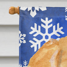 Load image into Gallery viewer, Golden Retriever Winter Snowflakes Holiday Flag Canvas House Size