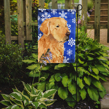 Load image into Gallery viewer, Golden Retriever Winter Snowflakes Holiday Garden Flag – Decorative Outdoor Yard Flag