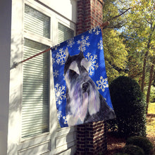 Load image into Gallery viewer, Schnauzer Winter Snowflakes Holiday Flag Canvas House Size