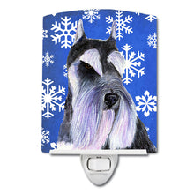 Load image into Gallery viewer, Schnauzer Winter Snowflakes Holiday Ceramic Night Light SS4615CNL