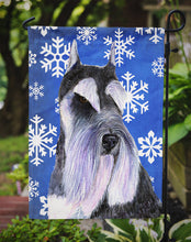 Load image into Gallery viewer, Schnauzer Winter Snowflakes Holiday Garden Flag – Decorative Outdoor Yard Flag
