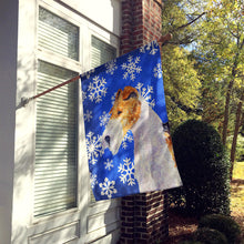 Load image into Gallery viewer, Fox Terrier Winter Snowflakes Holiday Flag Canvas House Size