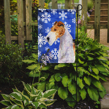 Load image into Gallery viewer, Fox Terrier Winter Snowflakes Holiday Garden Flag – Decorative Outdoor Yard Flag