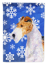 Load image into Gallery viewer, Fox Terrier Winter Snowflakes Holiday Garden Flag – Decorative Outdoor Yard Flag