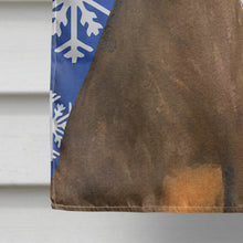 Load image into Gallery viewer, Doberman Winter Snowflakes Holiday Flag Canvas House Size