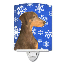 Load image into Gallery viewer, Doberman Winter Snowflakes Holiday Ceramic Night Light SS4617CNL