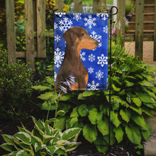 Load image into Gallery viewer, Doberman Winter Snowflakes Holiday Garden Flag – Decorative Outdoor Yard Flag