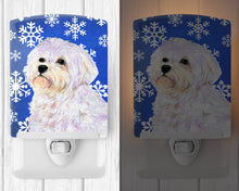 Load image into Gallery viewer, Maltese Winter Snowflakes Holiday Ceramic Night Light SS4619CNL