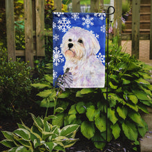 Load image into Gallery viewer, Maltese Winter Snowflakes Holiday Garden Flag – Decorative Outdoor Yard Flag