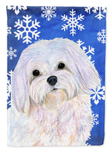 Load image into Gallery viewer, Maltese Winter Snowflakes Holiday Garden Flag – Decorative Outdoor Yard Flag