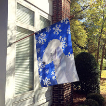 Load image into Gallery viewer, Bedlington Terrier Winter Snowflakes Holiday Flag Canvas House Size