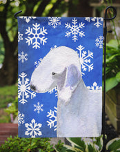 Load image into Gallery viewer, Bedlington Terrier Winter Snowflakes Holiday Garden Flag – Decorative Outdoor Yard Flag