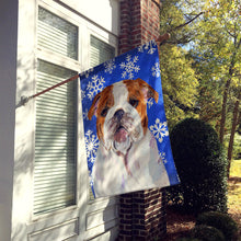 Load image into Gallery viewer, Bulldog English Winter Snowflakes Holiday Flag Canvas House Size