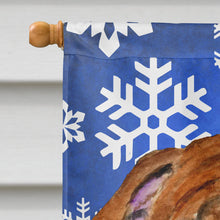Load image into Gallery viewer, Bulldog English Winter Snowflakes Holiday Flag Canvas House Size