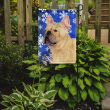 Load image into Gallery viewer, French Bulldog Winter Snowflakes Holiday Garden Flag – Decorative Outdoor Yard Flag
