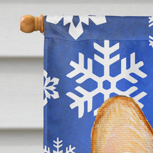 Load image into Gallery viewer, Corgi Winter Snowflakes Holiday Flag Canvas House Size