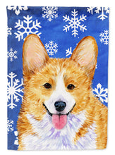 Load image into Gallery viewer, Corgi Winter Snowflakes Holiday Garden Flag – Decorative Outdoor Yard Flag