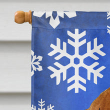 Load image into Gallery viewer, Dachshund Winter Snowflakes Holiday Flag Canvas House Size