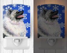 Load image into Gallery viewer, Keeshond Winter Snowflakes Holiday Ceramic Night Light SS4626CNL