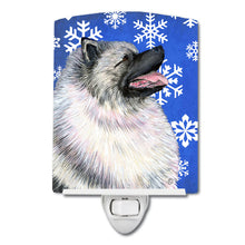 Load image into Gallery viewer, Keeshond Winter Snowflakes Holiday Ceramic Night Light SS4626CNL
