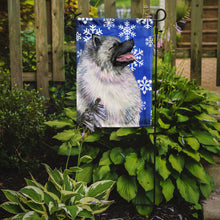 Load image into Gallery viewer, Keeshond Winter Snowflakes Holiday Garden Flag – Decorative Outdoor Yard Flag