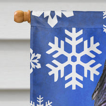 Load image into Gallery viewer, Briard Winter Snowflakes Holiday Flag Canvas House Size