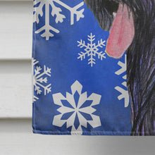 Load image into Gallery viewer, Briard Winter Snowflakes Holiday Flag Canvas House Size