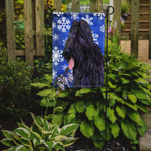 Load image into Gallery viewer, Briard Winter Snowflakes Holiday Garden Flag – Decorative Outdoor Yard Flag