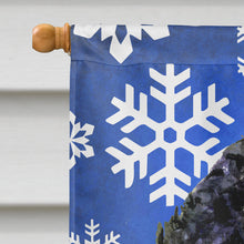 Load image into Gallery viewer, Portuguese Water Dog Winter Snowflakes Holiday Flag Canvas House Size
