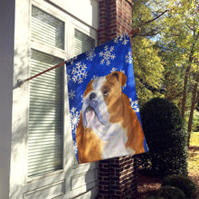 Load image into Gallery viewer, Bulldog English Winter Snowflakes Holiday Flag Canvas House Size