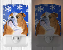 Load image into Gallery viewer, Bulldog English Winter Snowflakes Holiday Ceramic Night Light SS4629CNL