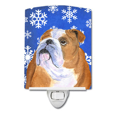 Load image into Gallery viewer, Bulldog English Winter Snowflakes Holiday Ceramic Night Light SS4629CNL