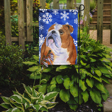Load image into Gallery viewer, Bulldog English Winter Snowflakes Holiday Garden Flag – Decorative Outdoor Yard Flag