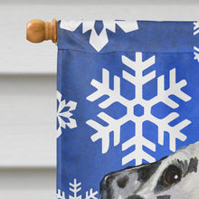 Load image into Gallery viewer, Dalmatian Winter Snowflakes Holiday Flag Canvas House Size