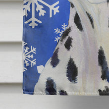 Load image into Gallery viewer, Dalmatian Winter Snowflakes Holiday Flag Canvas House Size