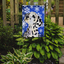 Load image into Gallery viewer, Dalmatian Winter Snowflakes Holiday Garden Flag – Decorative Outdoor Yard Flag