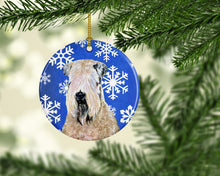 Load image into Gallery viewer, Wheaten Terrier Soft Coated  Snowflakes Holiday Christmas Ornament - Round Ceramic Ornament – Artist-Designed Keepsake Decoration