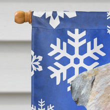 Load image into Gallery viewer, Wheaten Terrier Soft Coated Winter Snowflakes Flag Canvas House Size