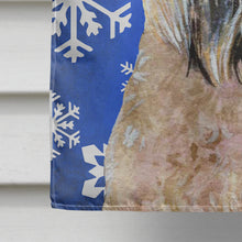 Load image into Gallery viewer, Wheaten Terrier Soft Coated Winter Snowflakes Flag Canvas House Size
