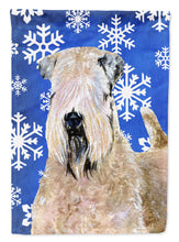 Load image into Gallery viewer, Wheaten Terrier Soft Coated Winter Snowflakes Flag Canvas House Size