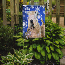 Load image into Gallery viewer, Wheaten Terrier Soft Coated Winter Snowflakes Holiday Garden Flag – Decorative Outdoor Yard Flag