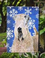 Load image into Gallery viewer, Wheaten Terrier Soft Coated Winter Snowflakes Holiday Garden Flag – Decorative Outdoor Yard Flag