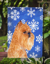 Load image into Gallery viewer, Brussels Griffon Winter Snowflakes Holiday Garden Flag – Decorative Outdoor Yard Flag