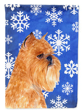 Load image into Gallery viewer, Brussels Griffon Winter Snowflakes Holiday Garden Flag – Decorative Outdoor Yard Flag
