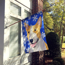 Load image into Gallery viewer, Bull Terrier Winter Snowflakes Holiday Flag Canvas House Size