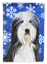 Load image into Gallery viewer, Bearded Collie Winter Snowflakes Holiday Garden Flag – Decorative Outdoor Yard Flag